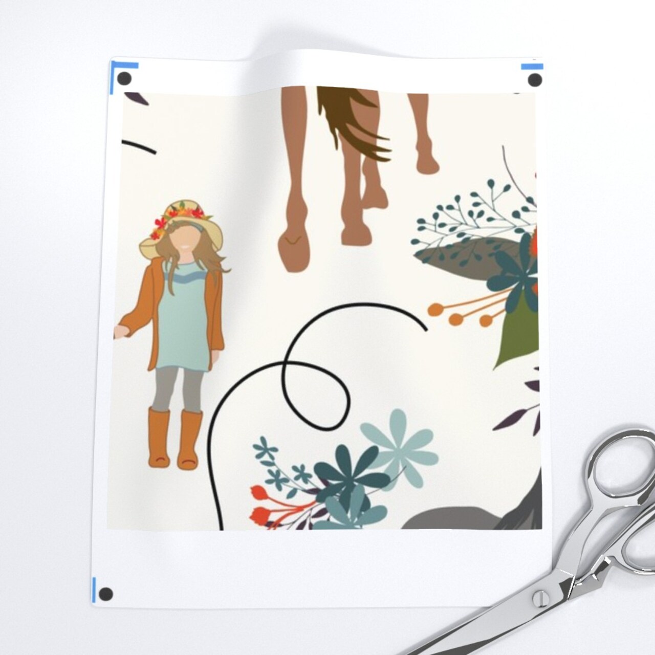 Horses Girls Black Horse Racing Kids Flowers Children Equestrian Custom Printed Fabric by Spoonflower Various Fabrics by the Yard or Fat Quarter